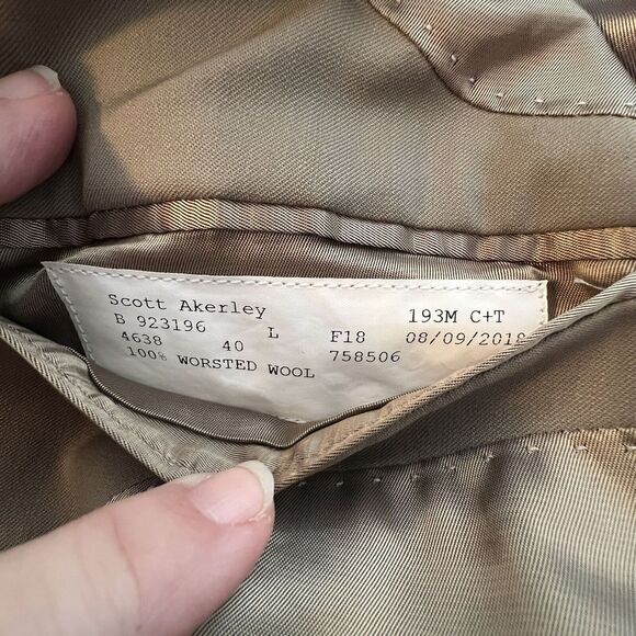 Hart Schaffner Marx Men's Tan‎ Worsted Wool Blazer 40L - Picture 5 of 7